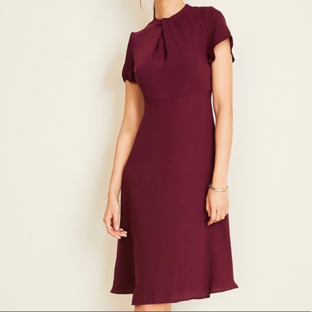 Ann Taylor Burgundy Midi Dress
